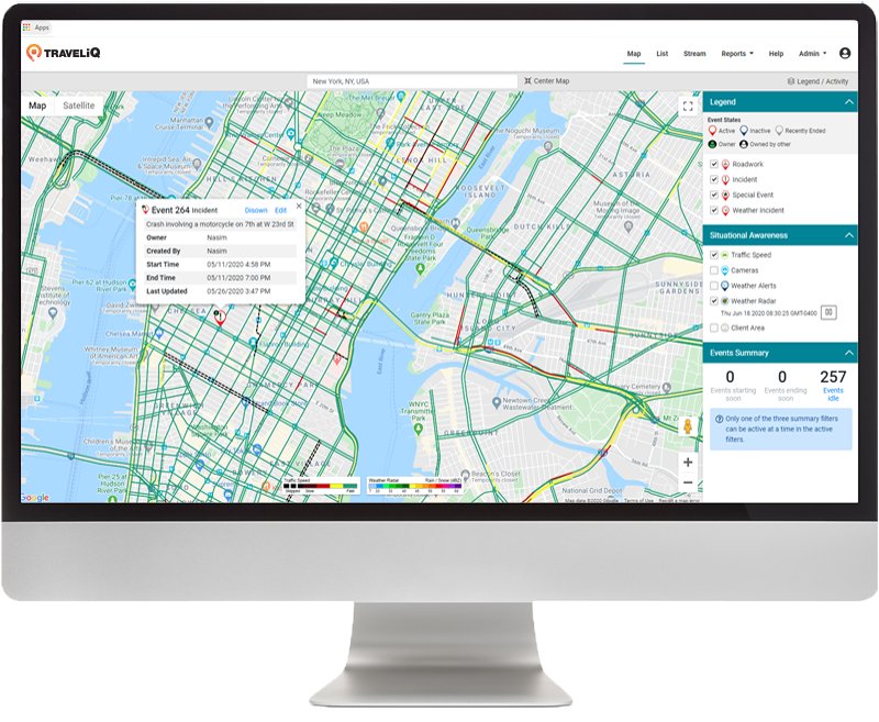 Travel-IQ Event Reporting Map Interface